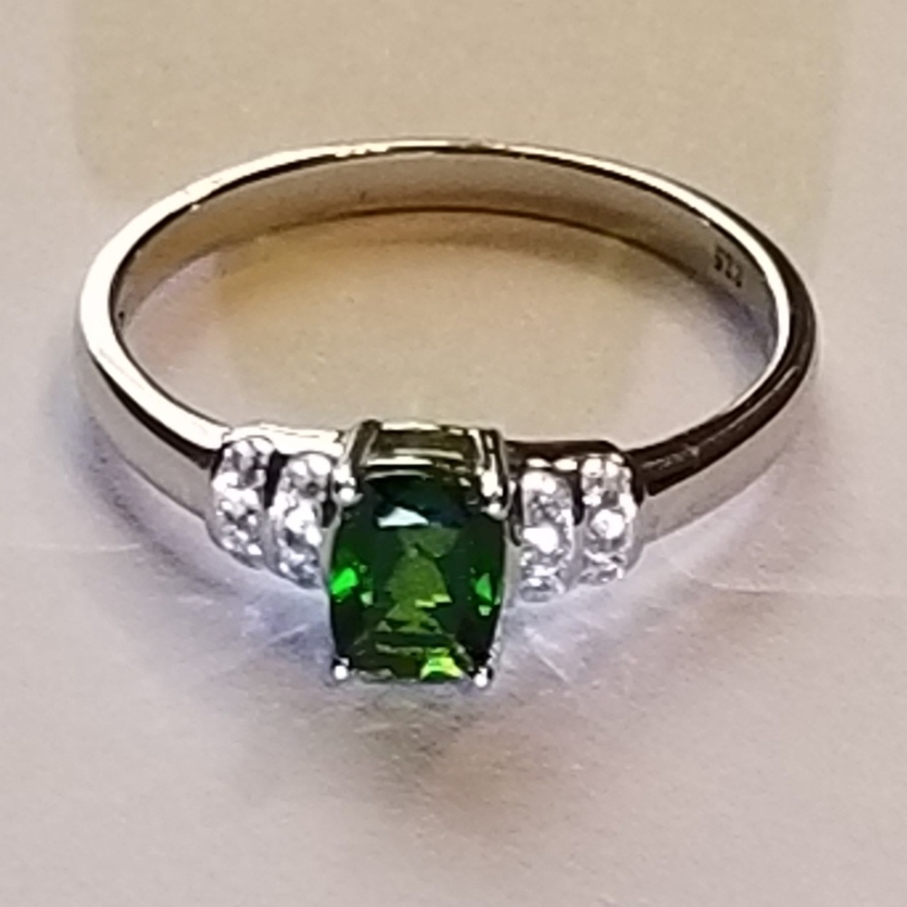 NEW Chrome Diopside & Diamond 925 Sterling